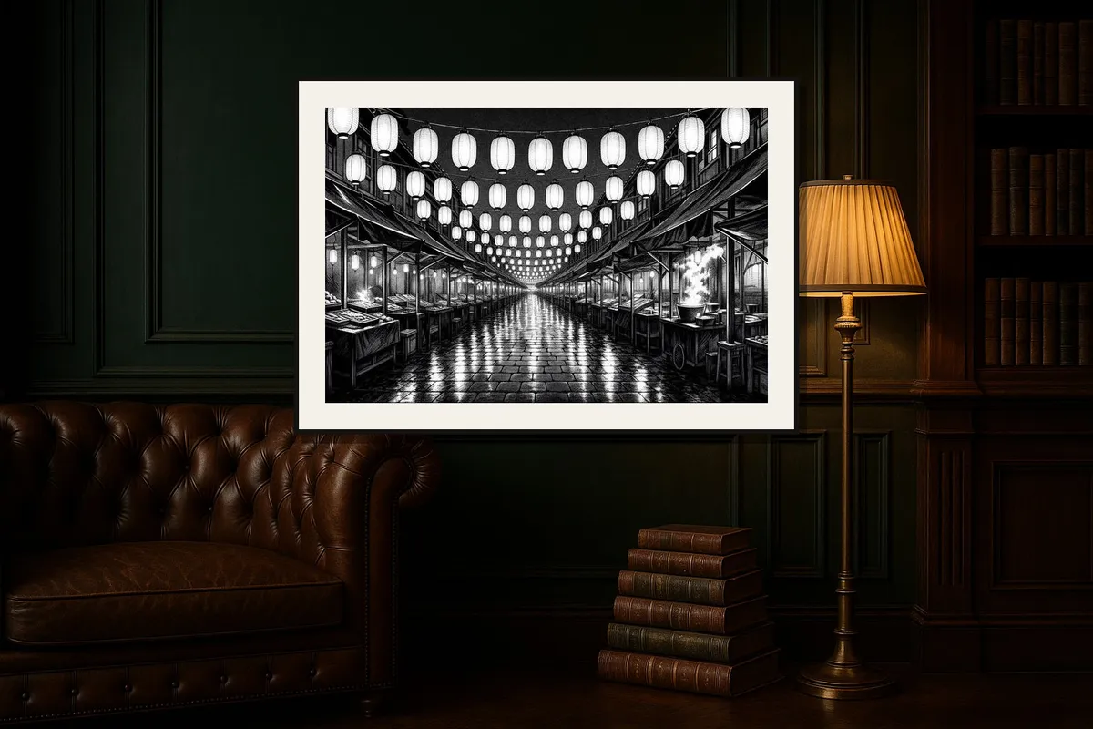 Hahnemühle print, Dusk Market, Screentone