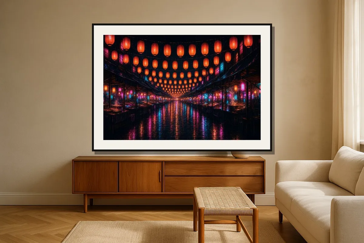 Archival print, Dusk Market, Wet Street