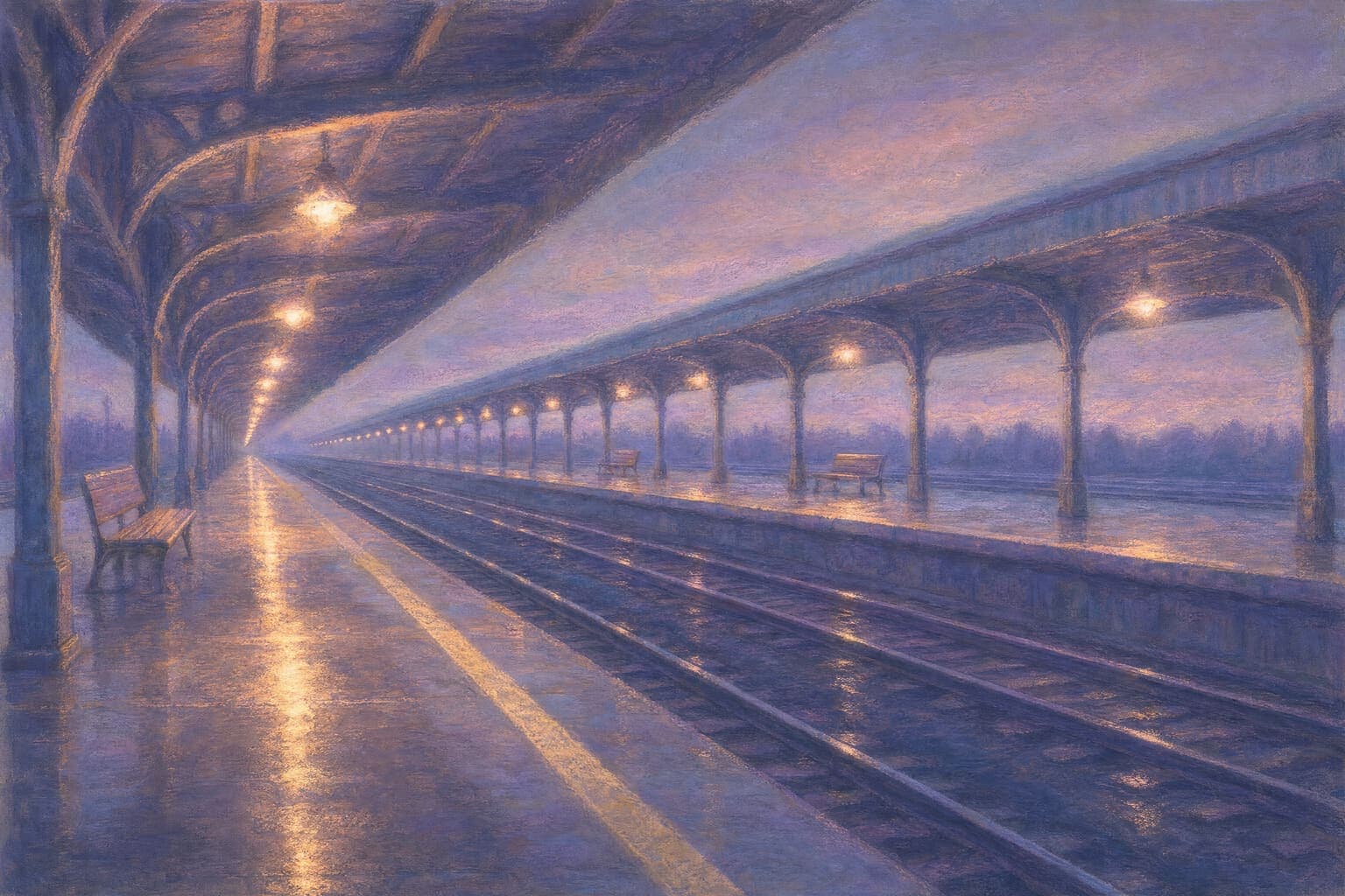 Long Platform in the Pastel Dusk hand