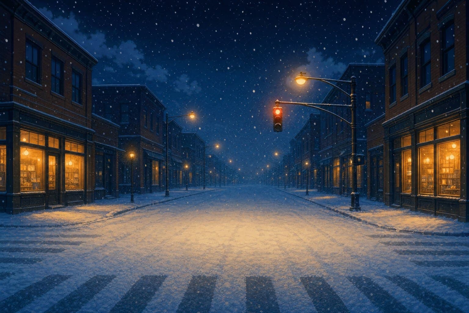 First Snow Crossing in the Deep Light hand