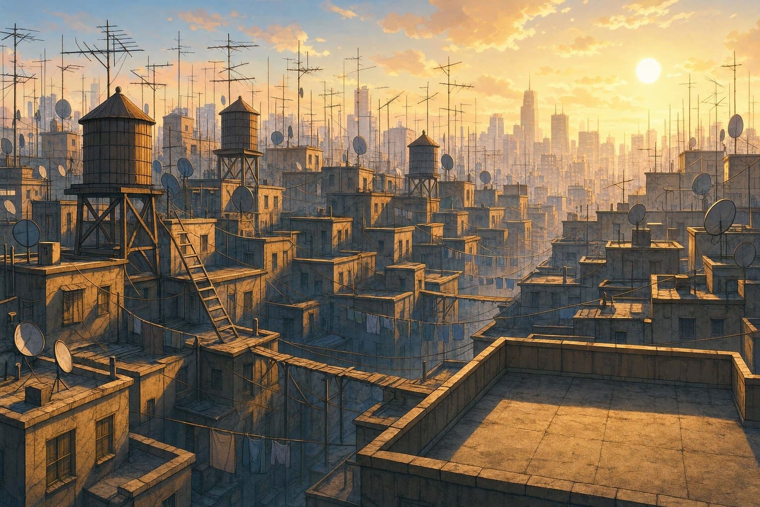 Rooftop Walk in the Deep Light hand
