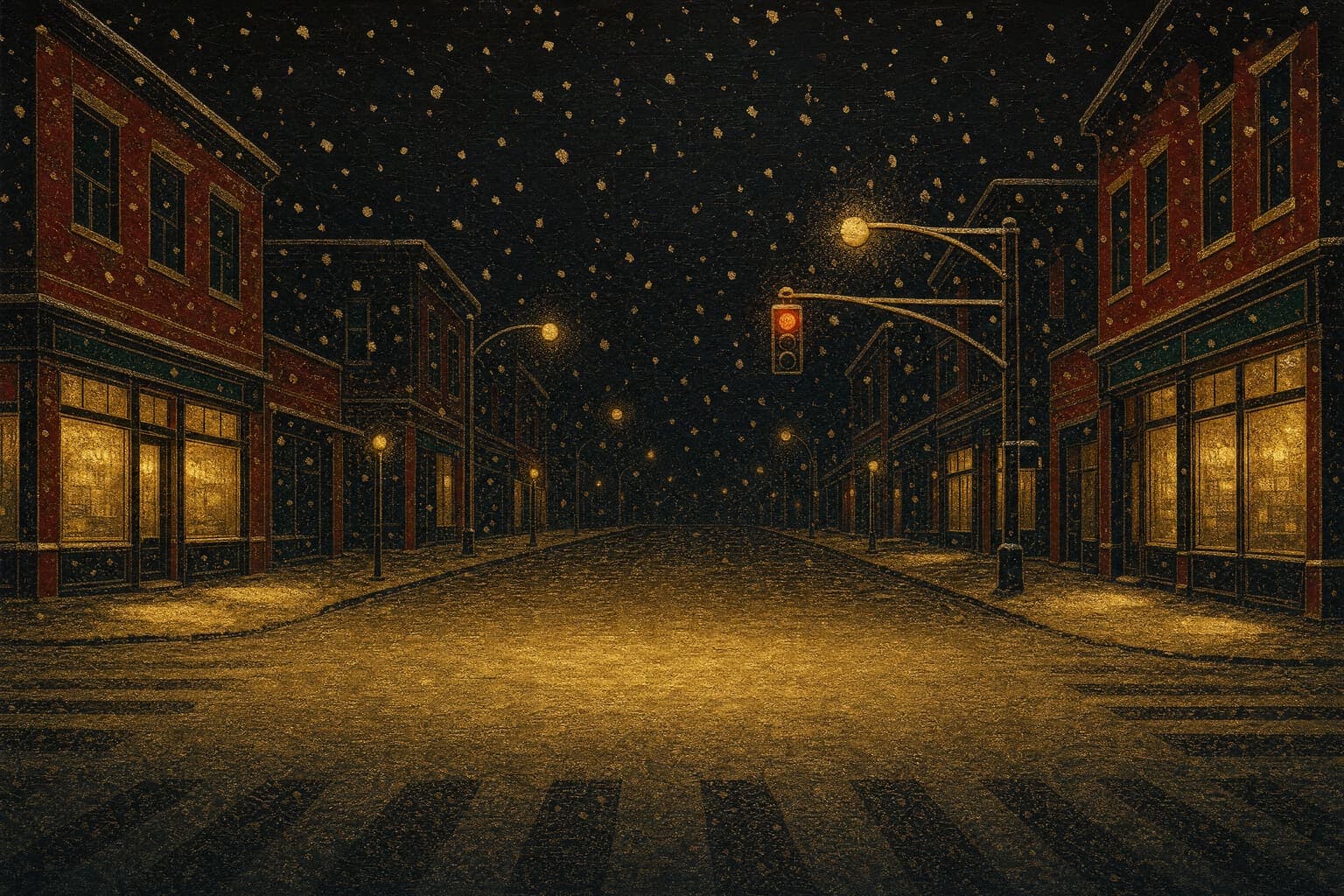 First Snow Crossing in the Gilt Night hand