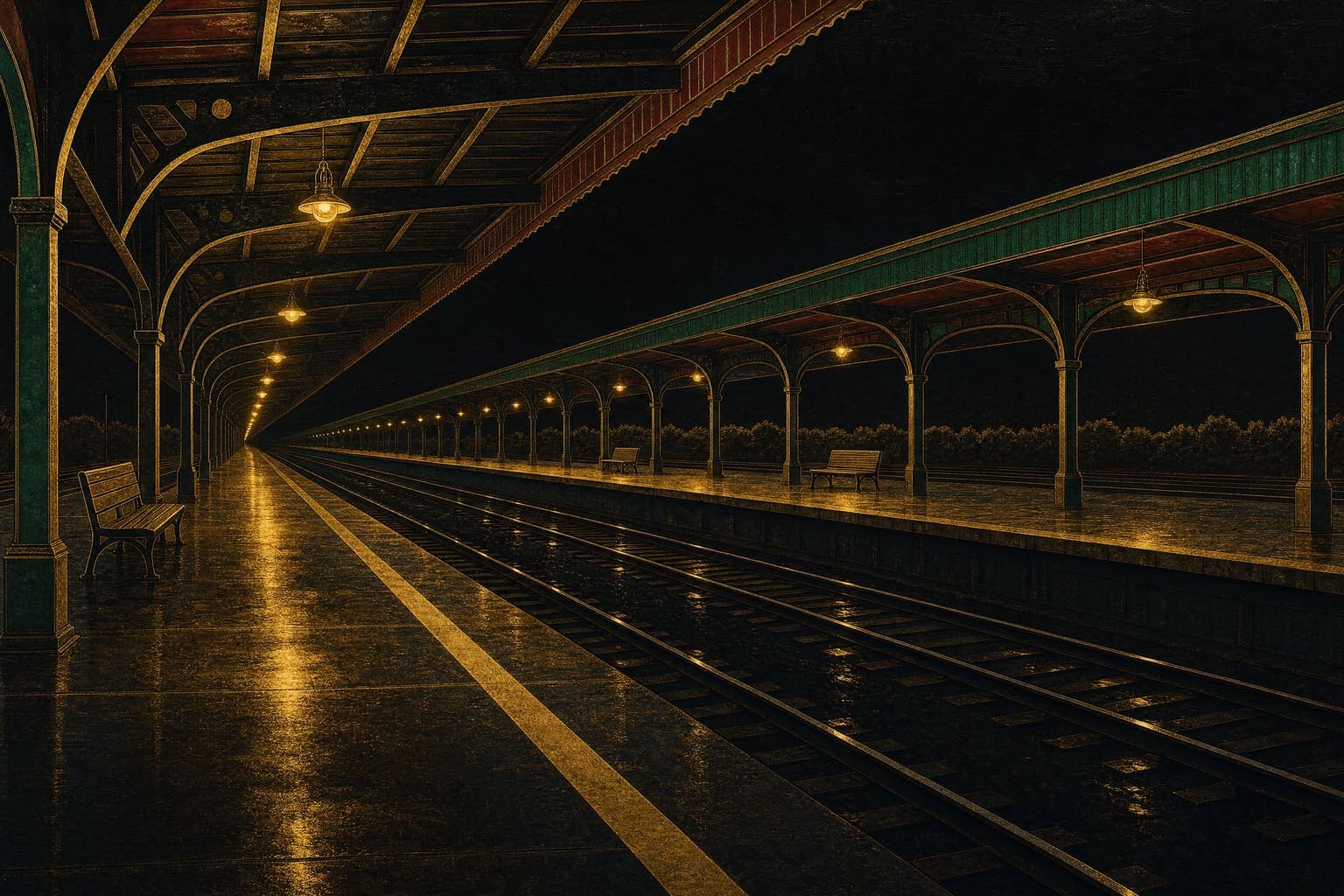 Long Platform in the Gilt Night hand
