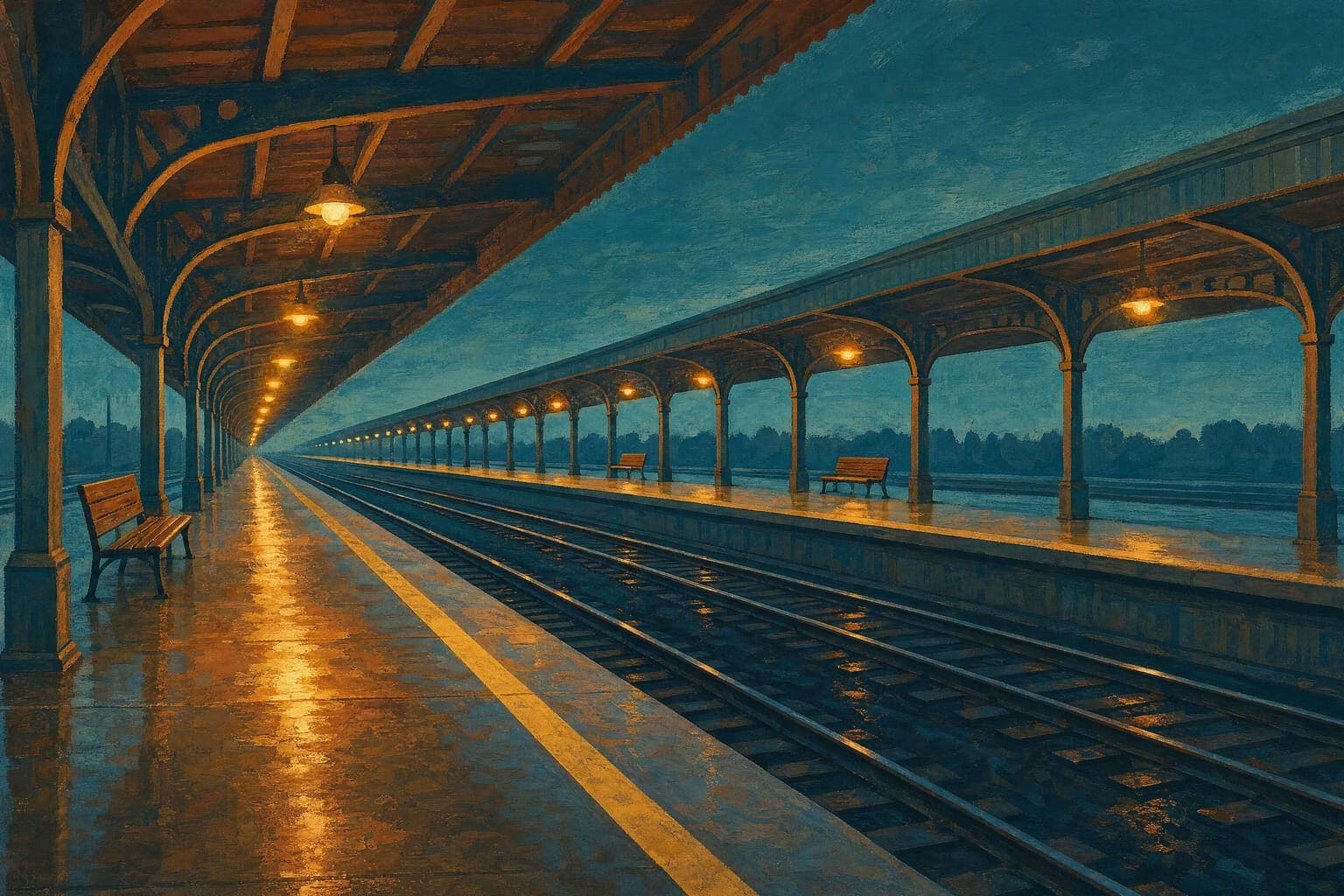 Long Platform in the Poster Paint hand