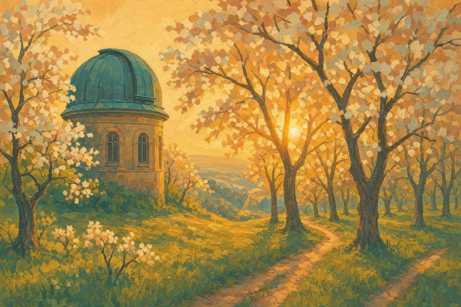Telescope Orchard in the Poster Paint hand