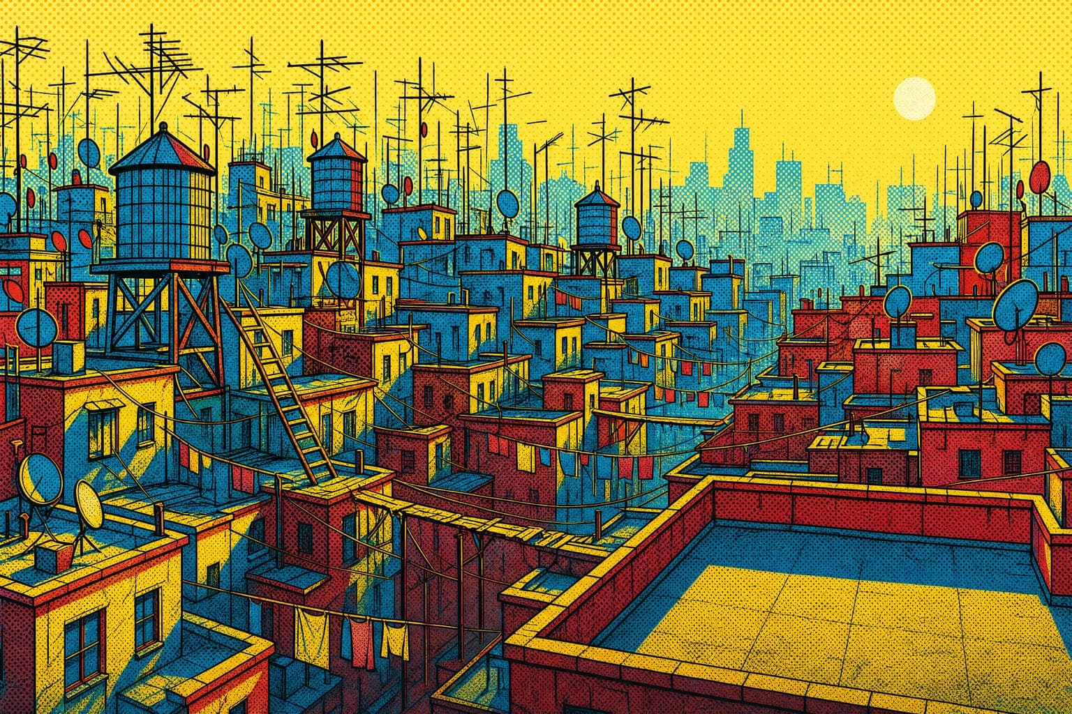 Rooftop Walk — Halftone Pop