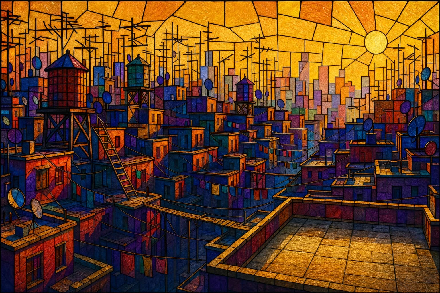 Rooftop Walk in the Leaded Glass hand