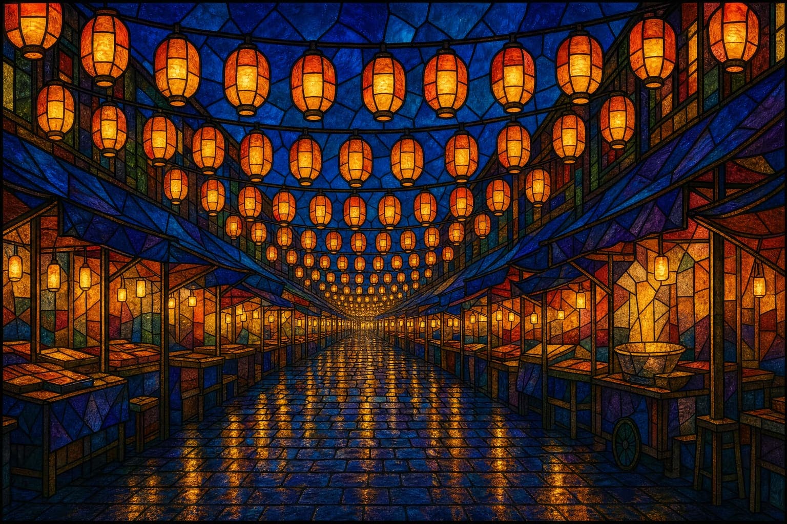 Dusk Market — Leaded Glass