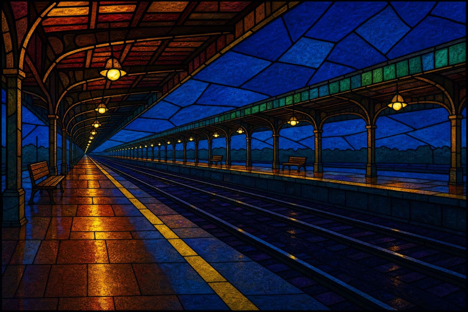 Long Platform in the Leaded Glass hand