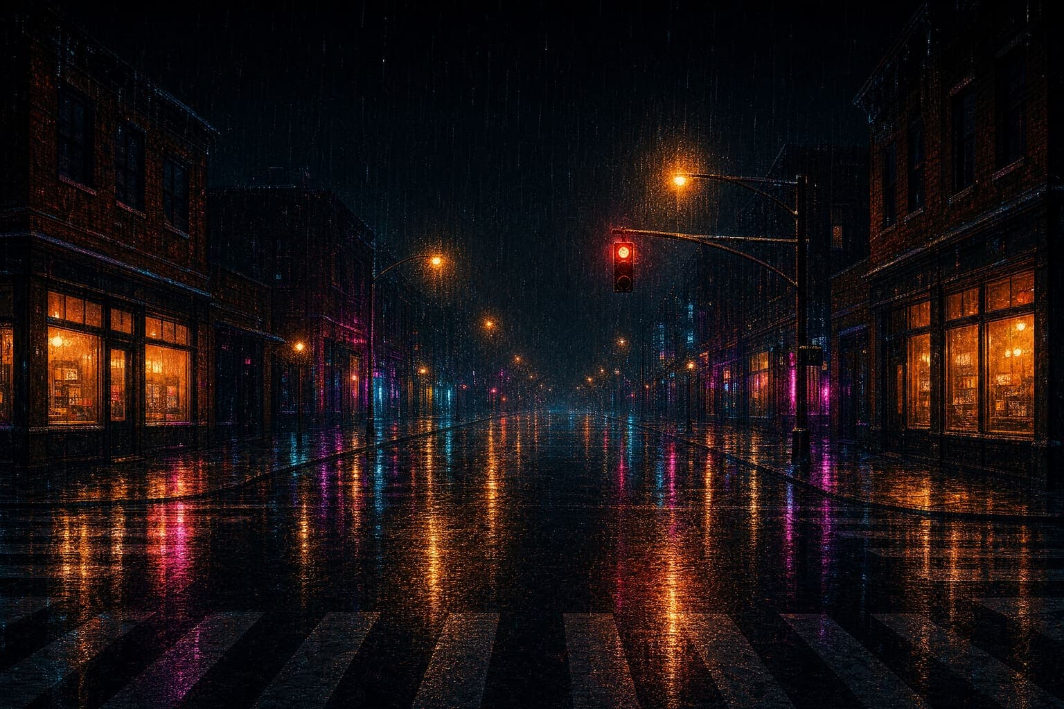 First Snow Crossing in the Wet Street hand