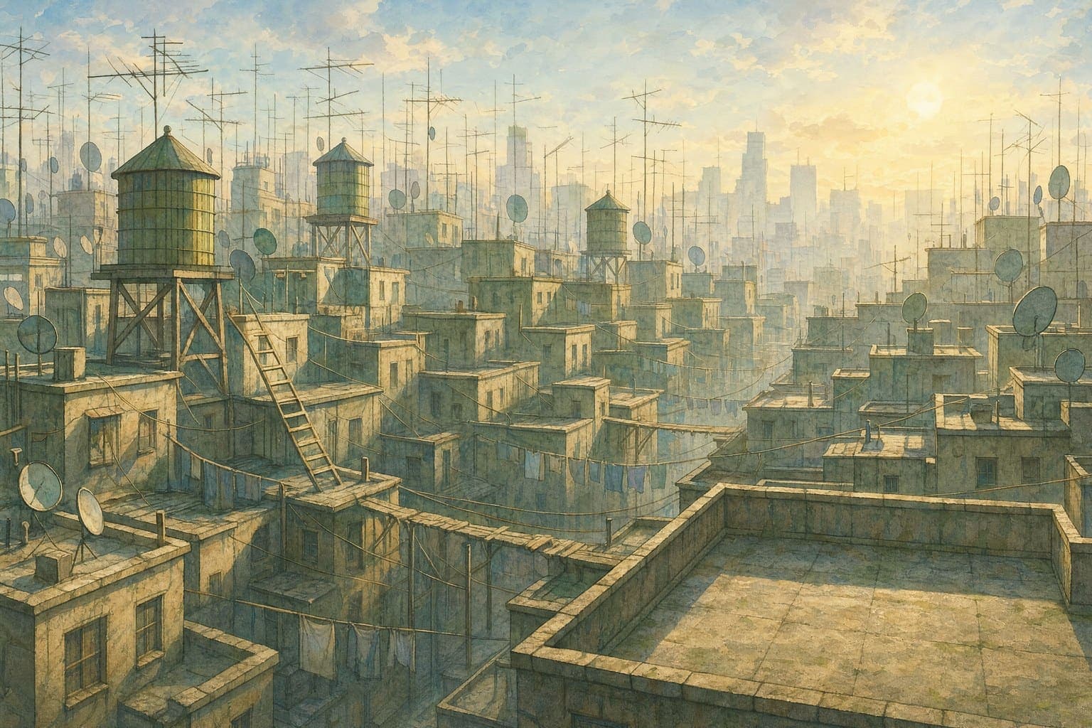 Rooftop Walk in the Watercolour hand