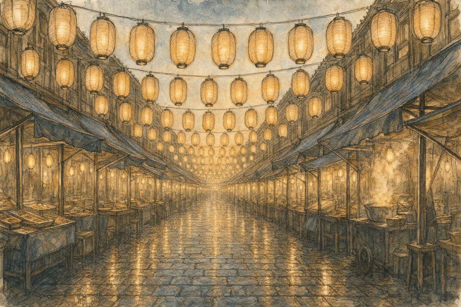 Dusk Market — Pencil And Tea