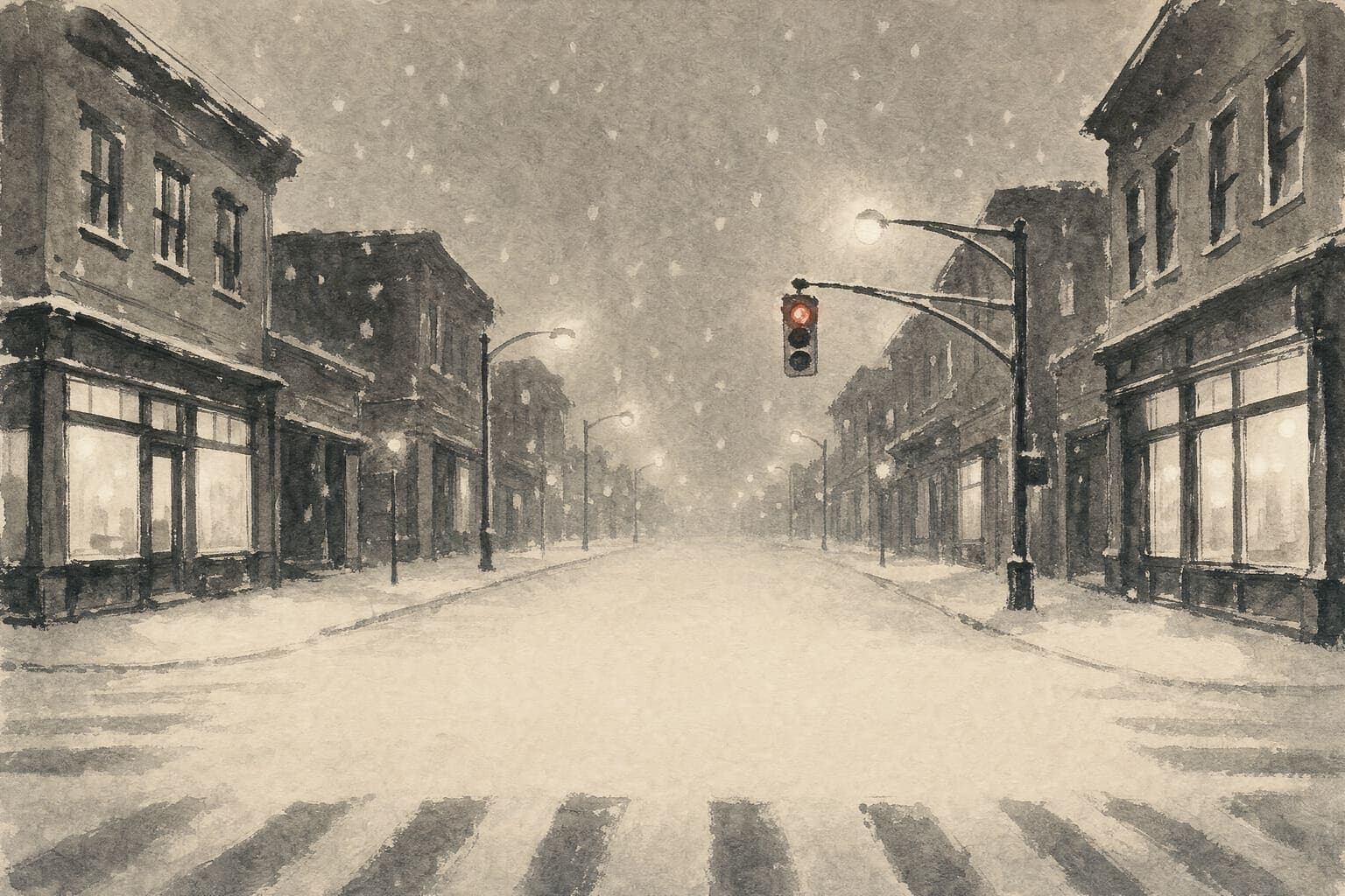 First Snow Crossing in the Single Brush hand