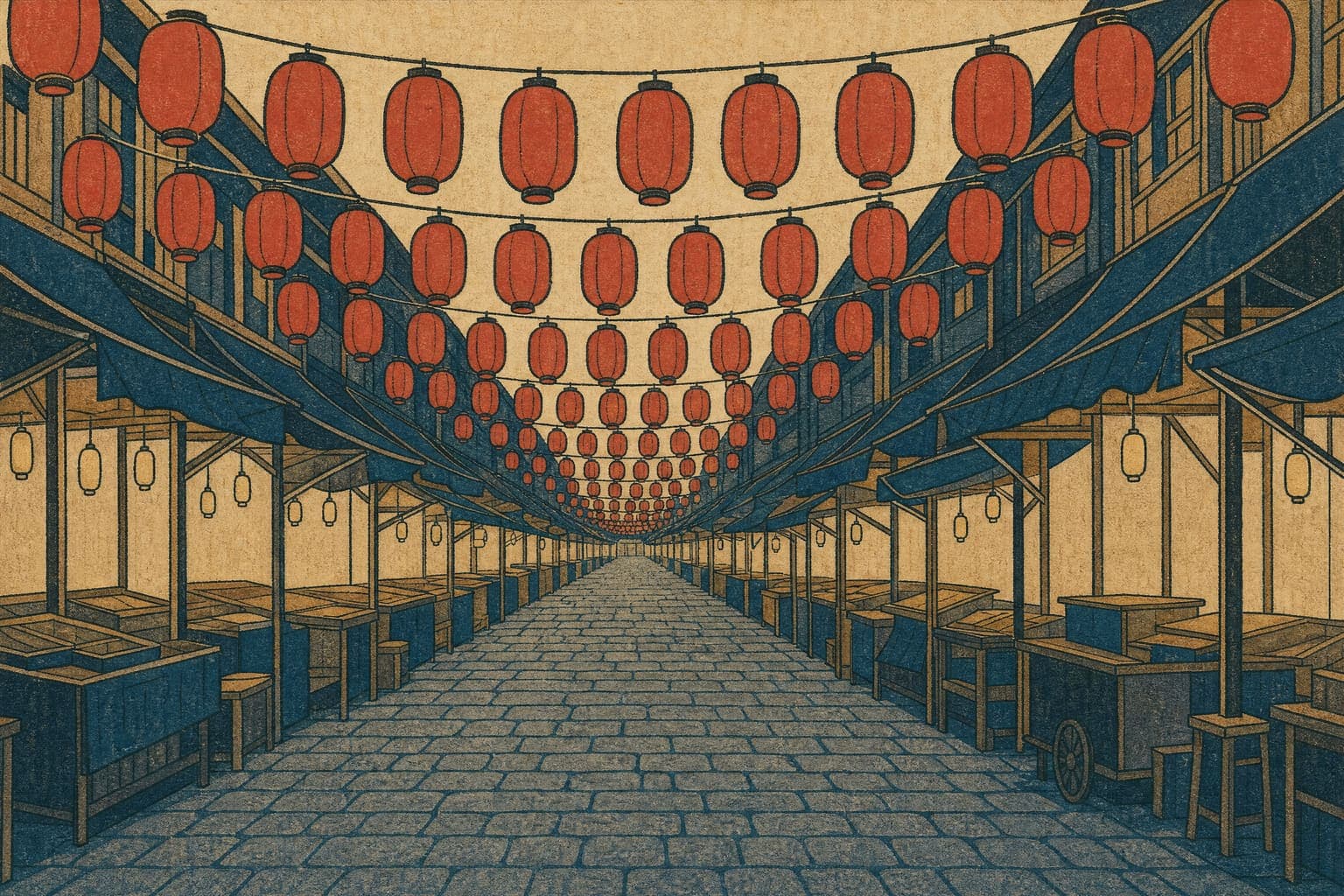 Dusk Market in the Block and Paper hand