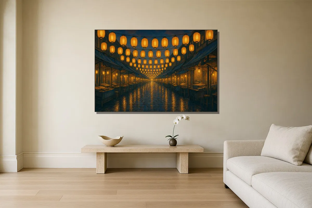 Stretched canvas, Dusk Market, Twelve Colours